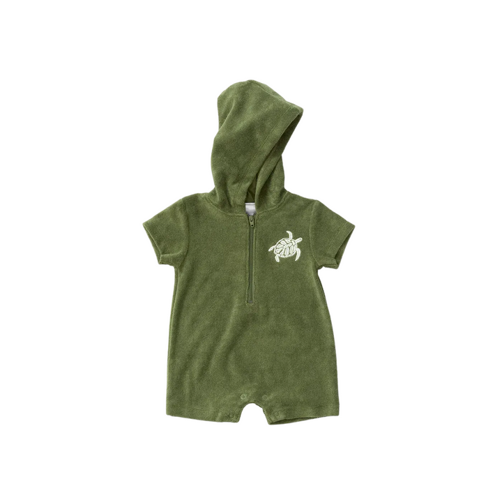 Sea Turtle Hooded Romper - Olive