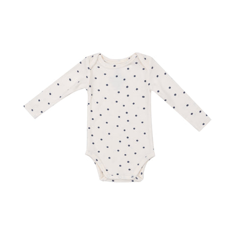 Ribbed Navy Mini Dot L/S Bodysuit