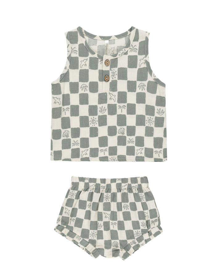 Coastal Check Baby Tank Set