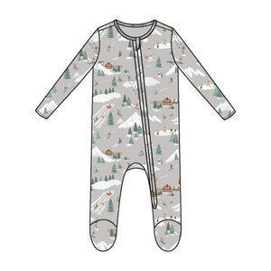 Winter Fun Skiers 2 Way Zipper Footed Romper