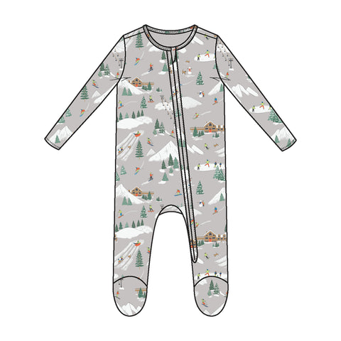 Winter Fun Skiers 2 Way Zipper Footed Romper