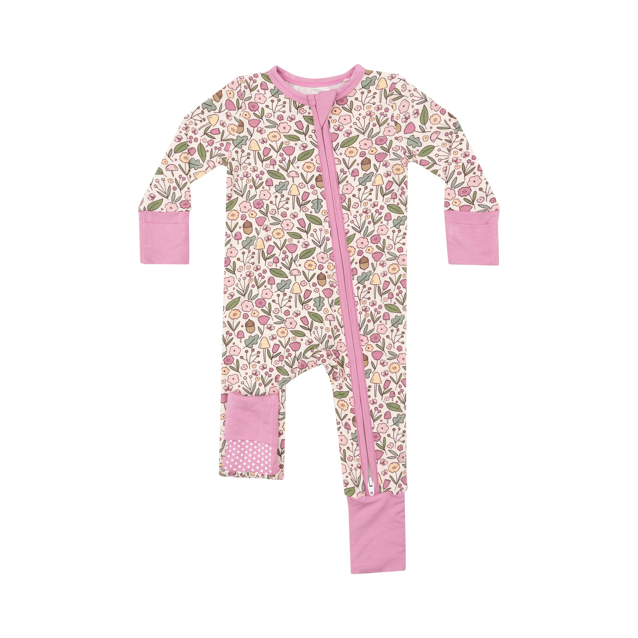 Acorn Floral 2 Way Zip Footless Romper