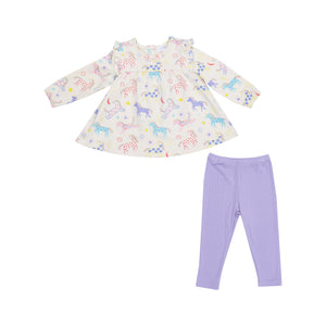 Fun Unicorns Ruffle Top + Legging Set