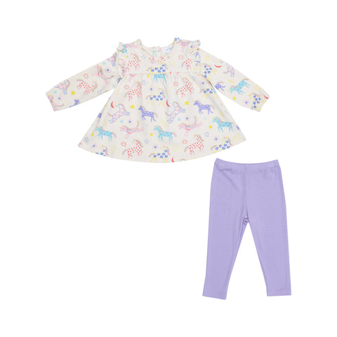 Fun Unicorns Ruffle Top + Legging Set