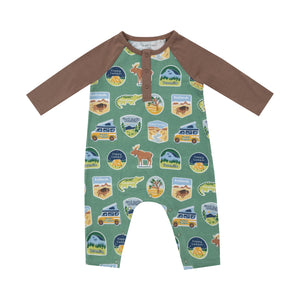 National Park Stickers L/S Henley Romper