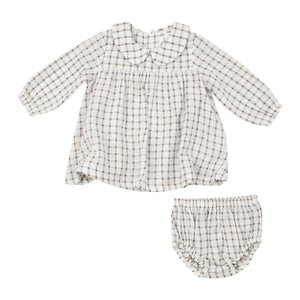 Cozy Plaid Peter Pan Collar Dress+Bloomer Set