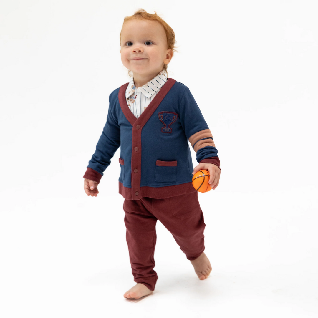 Varsity French Terry Cardigan - Insignia Blue