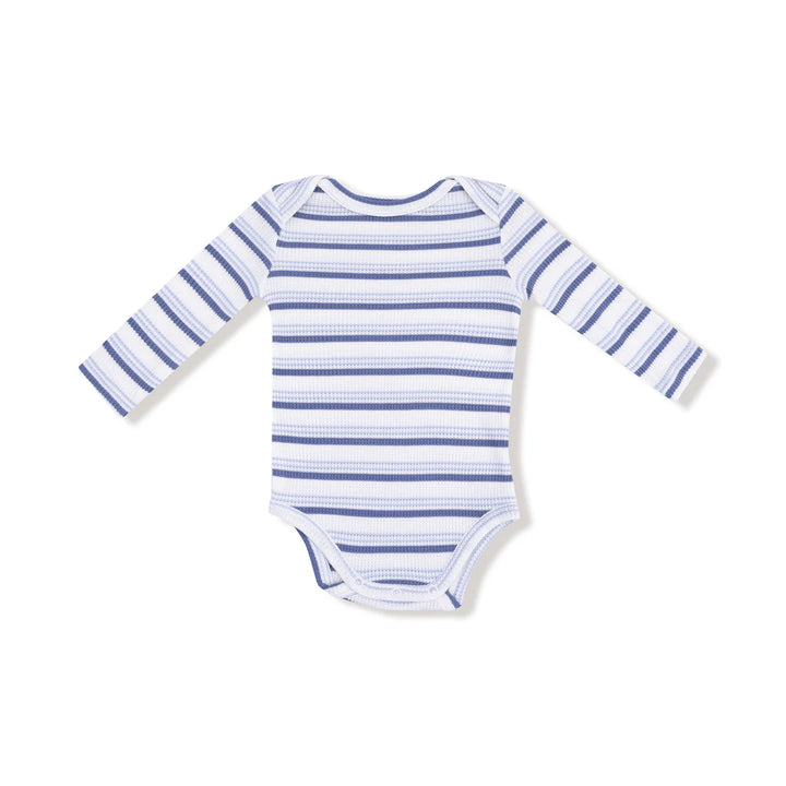 Vintage Stripe Lap Shoulder Bodysuit Blue