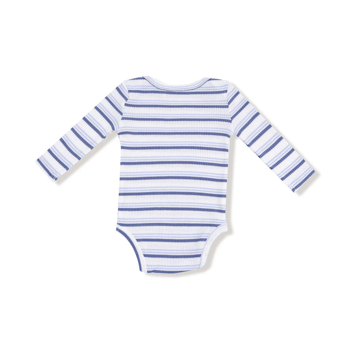 Vintage Stripe Lap Shoulder Bodysuit Blue
