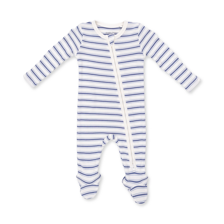 2-Way Zipper Footie - Vintage Stripe Blue
