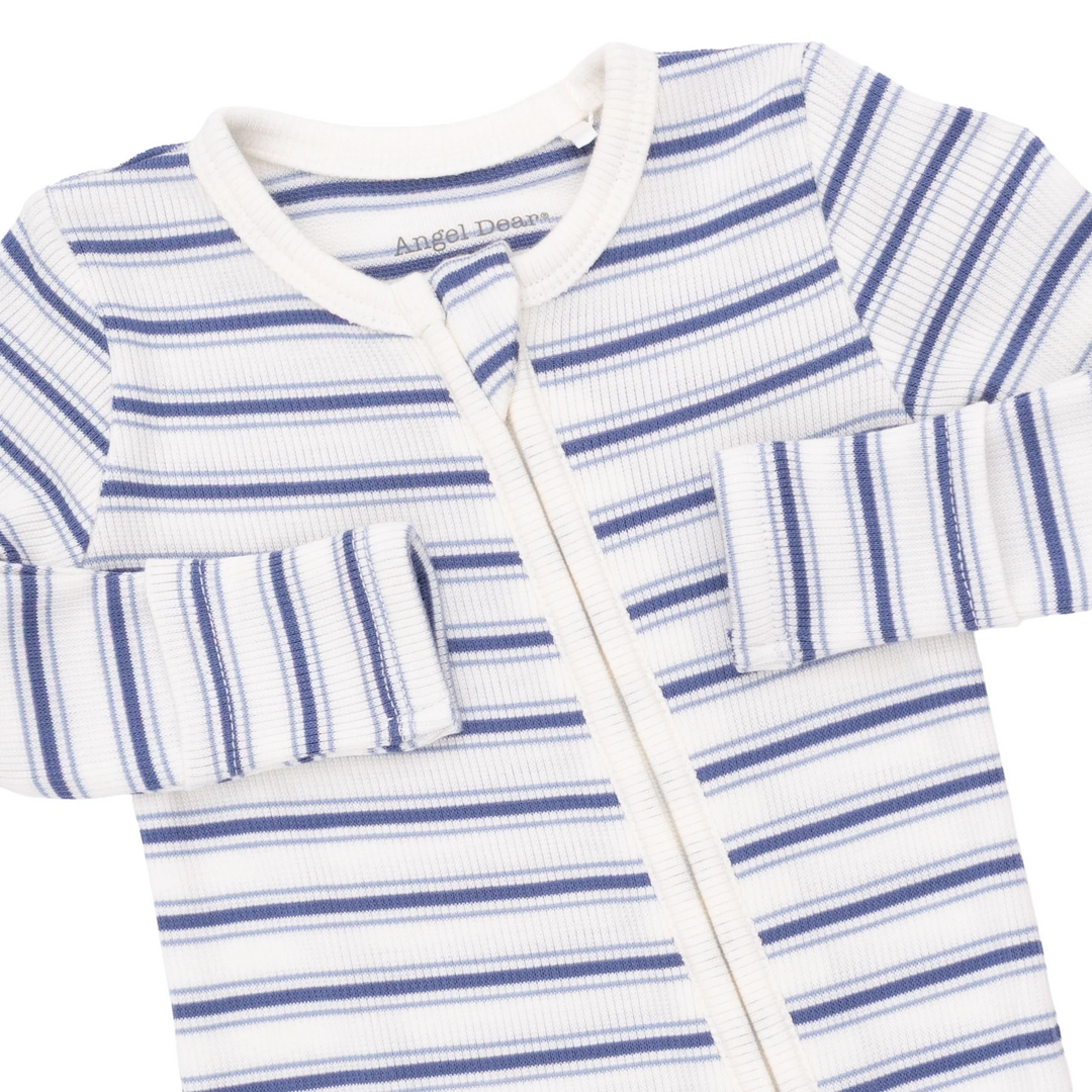 2-Way Zipper Footie - Vintage Stripe Blue