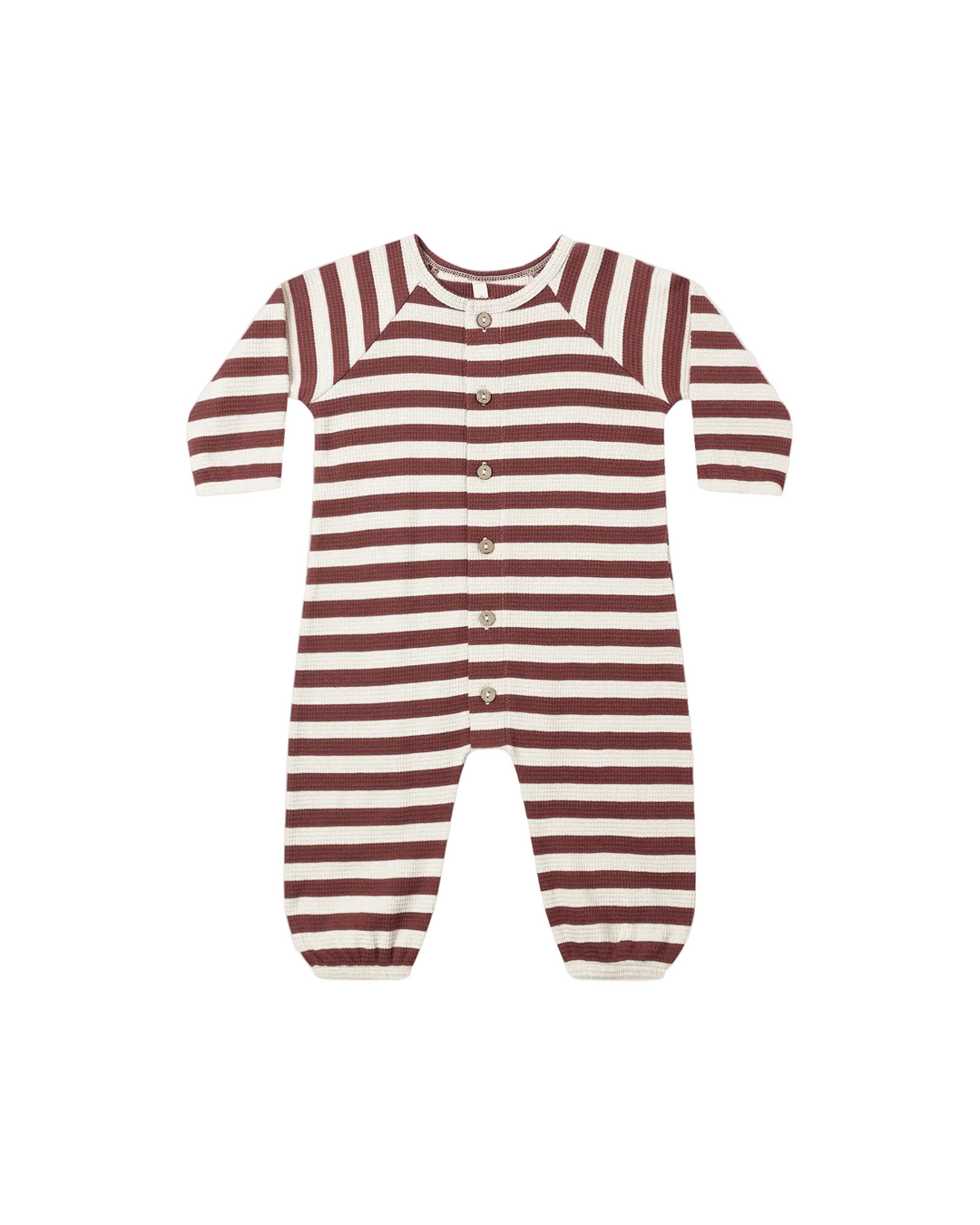 Waffle L/S Jumpsuit - Black Cherry Stripe
