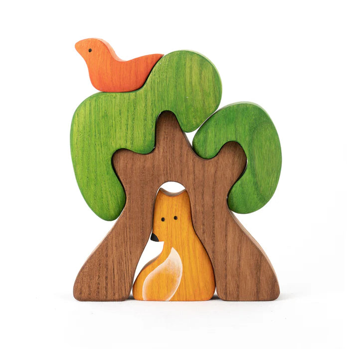 Wooden Tree Puzzle Toy with Fox