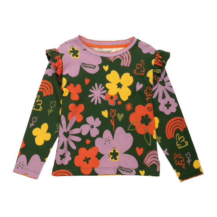 Long Sleeve Tee - Green Wildflower