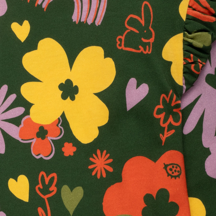 Long Sleeve Tee - Green Wildflower