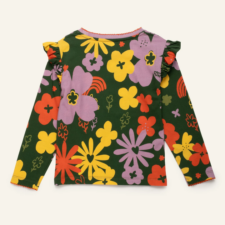 Long Sleeve Tee - Green Wildflower
