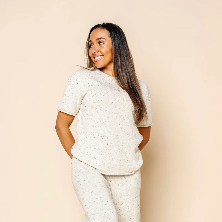 Cream Speckle Knit Women's S/S Tee