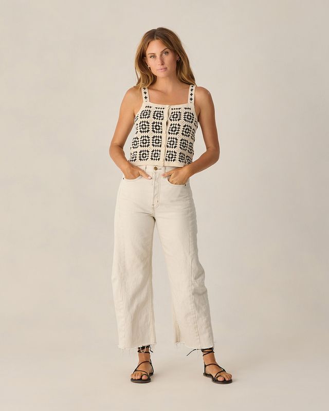 Natural Abstract Crochet Tank