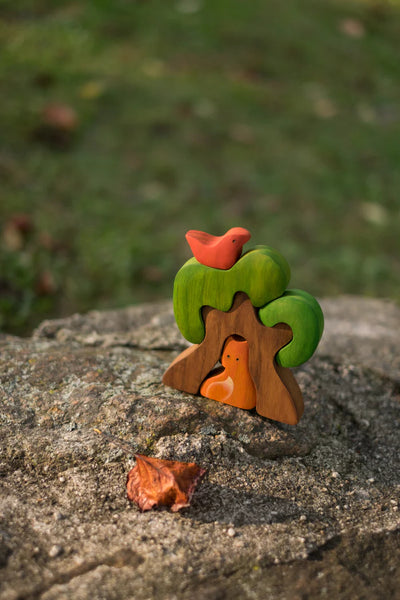 Wooden Tree Puzzle Toy with Fox