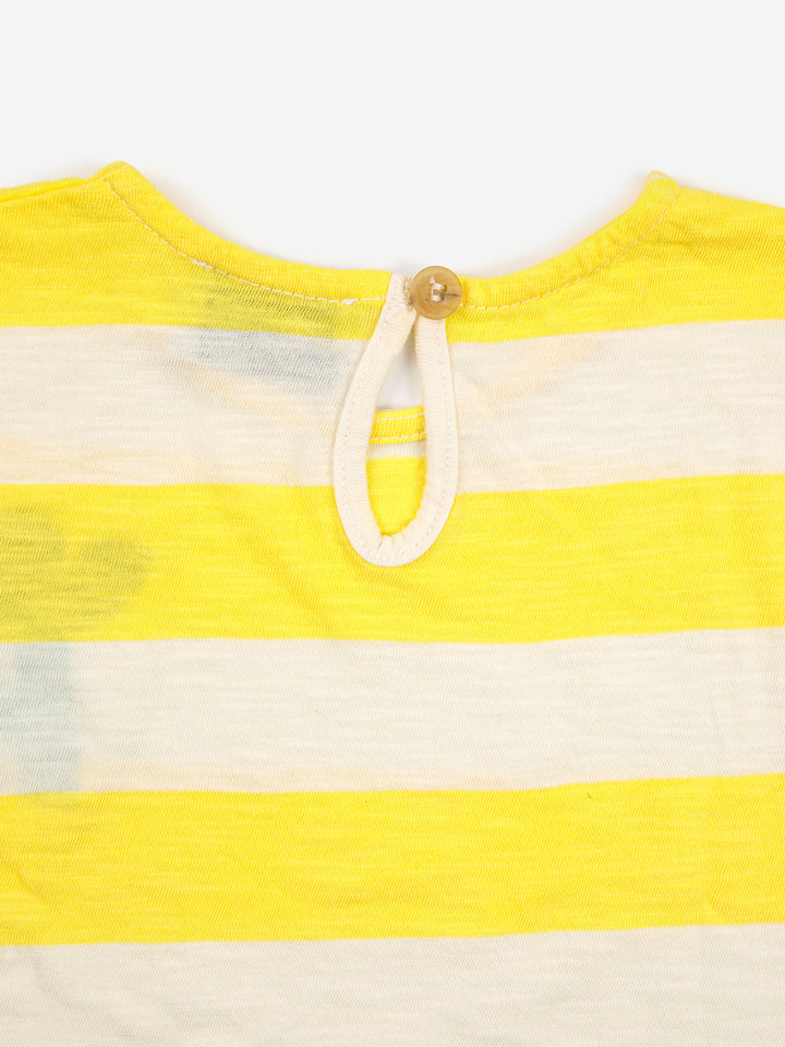 Yellow Stripes Ruffle T-shirt