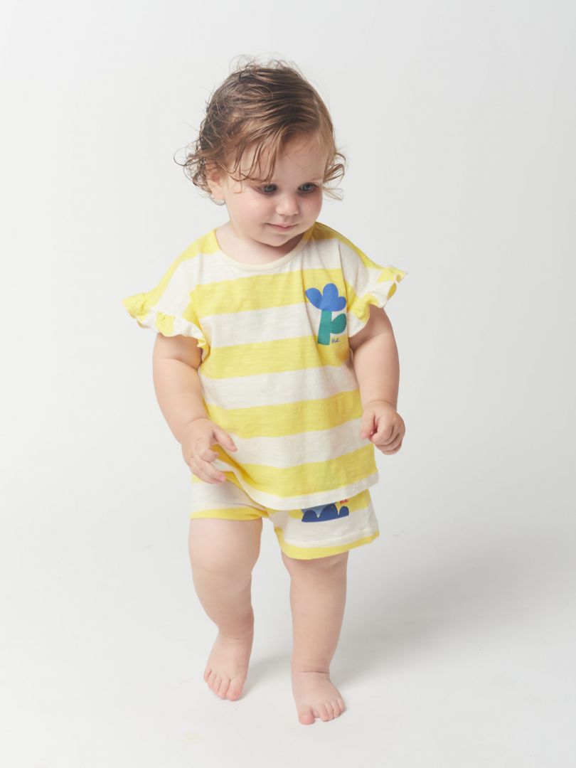 Yellow Stripes Ruffle T-shirt