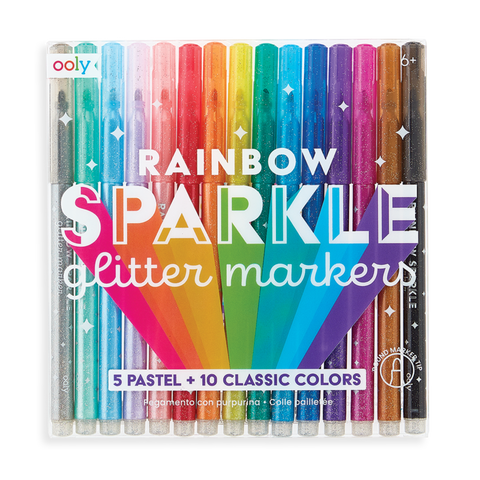 Rainbow Sparkle Glitter Markers Set
