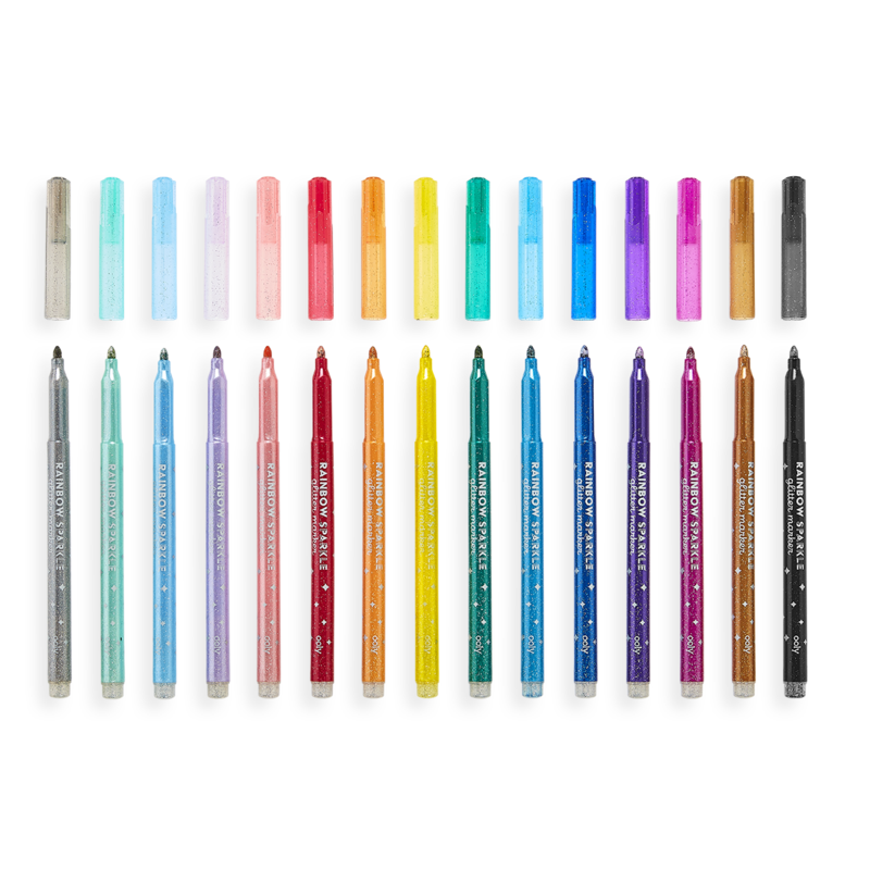 Rainbow Sparkle Glitter Markers Set