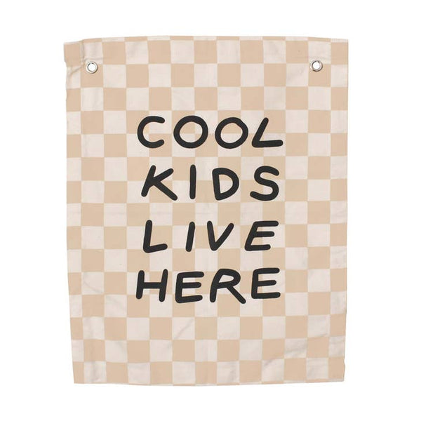 Cool Kids Banner - Checkered Taupe