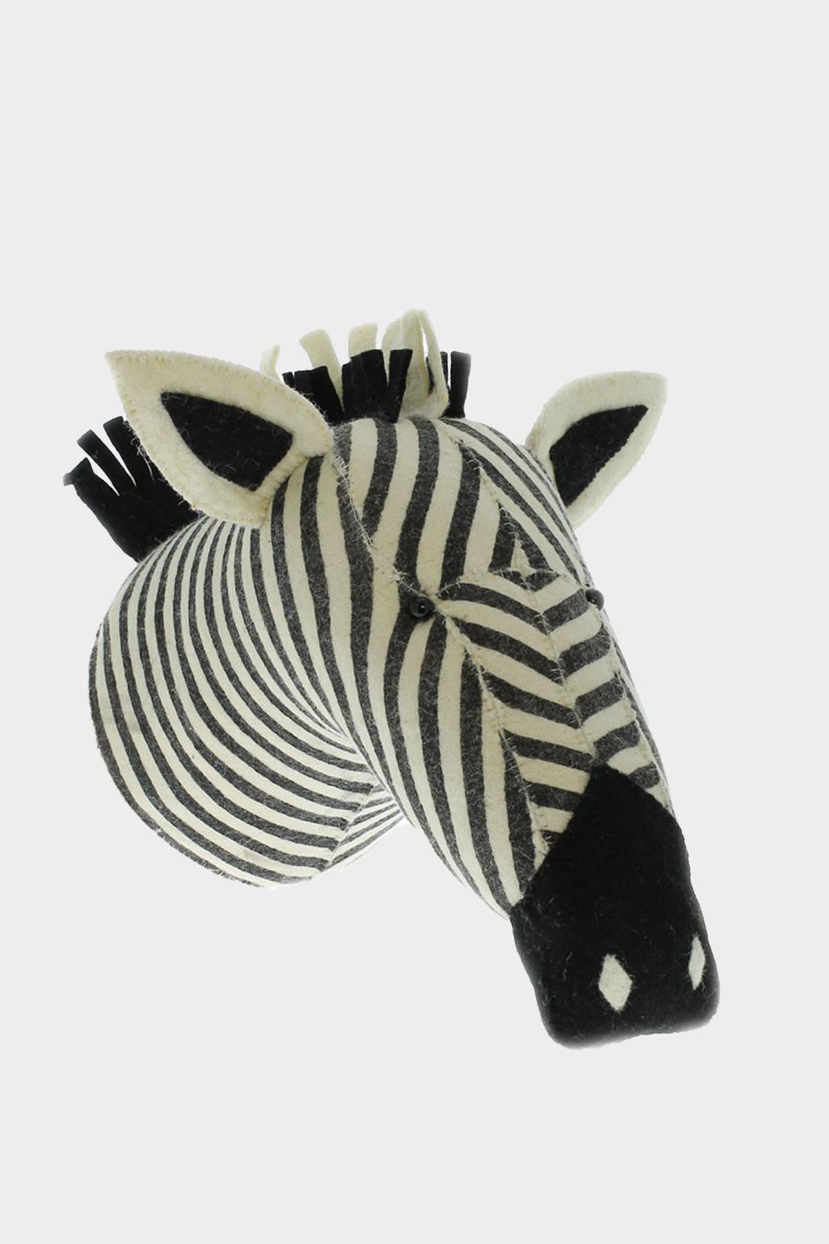 Stripe Zebra Head Wool Mount