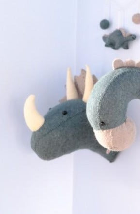 Mini Triceratops Wool Mount