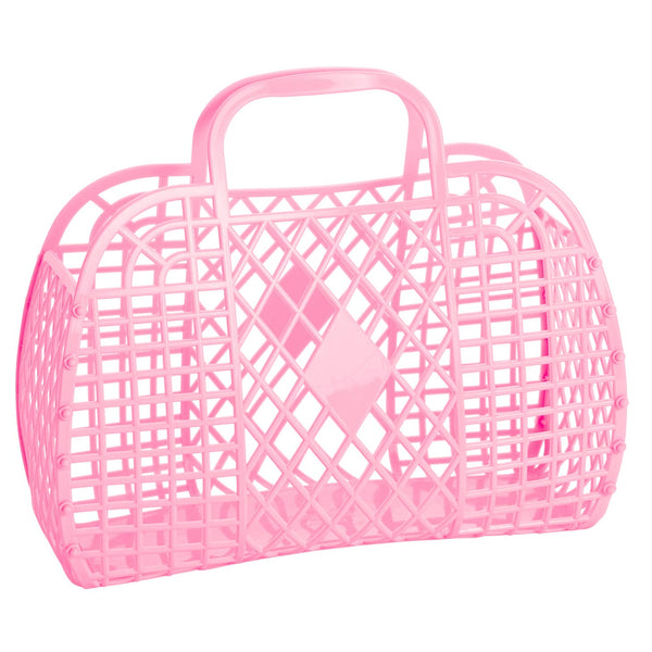 Large Retro Basket- Bubblegum Pink