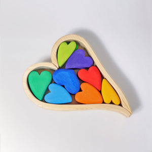 Wooden Rainbow Hearts Set