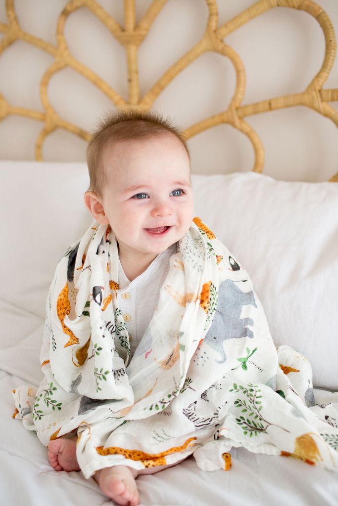 Muslin Swaddle Blanket - safari jungle