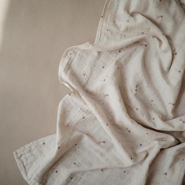 Organic Muslin Swaddle Blanket Falling Stars