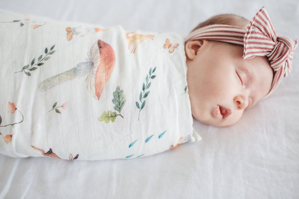 Muslin Swaddle Blanket - woodland gnome