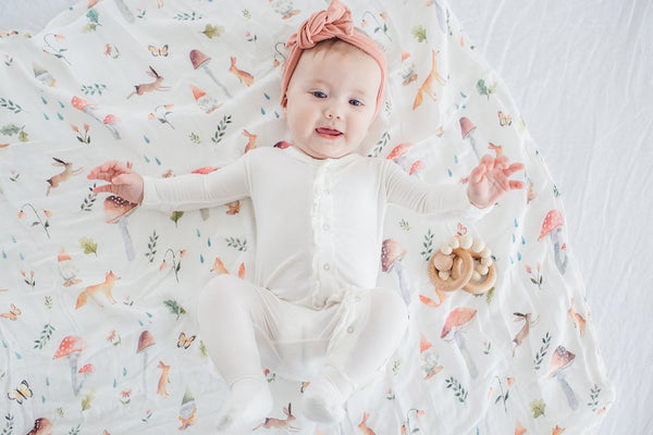 Muslin Swaddle Blanket - woodland gnome