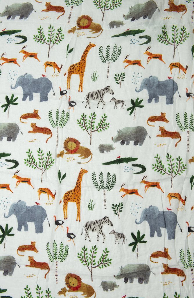 Muslin Swaddle Blanket - safari jungle