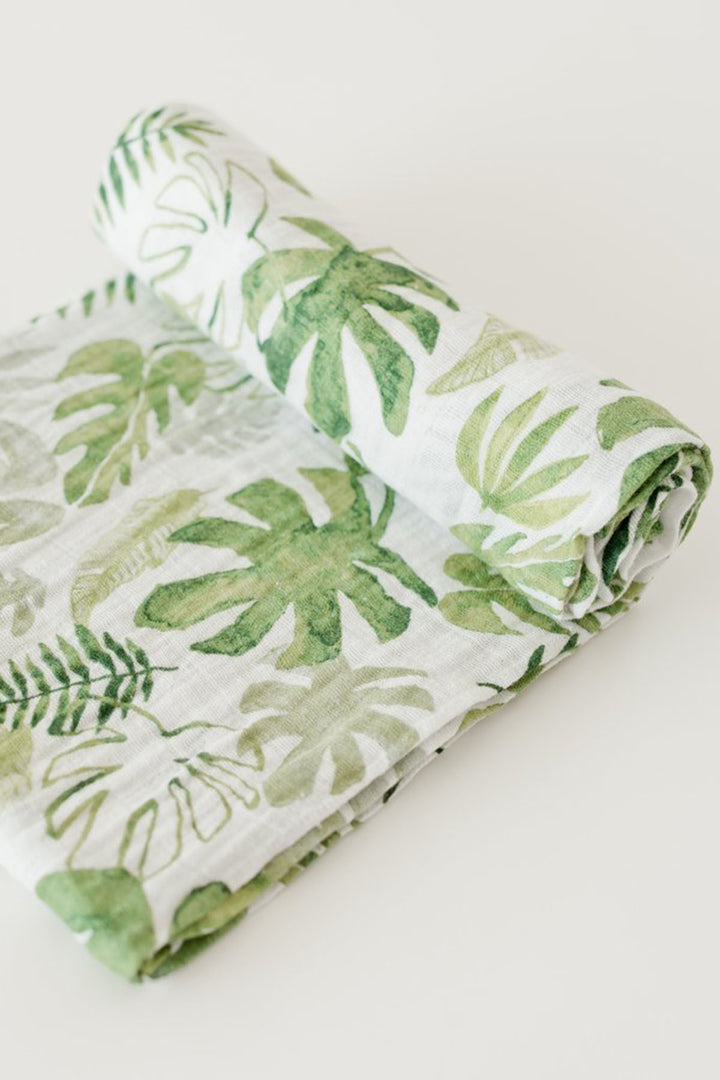 Tropical Leaf Muslin Swaddle Blanket