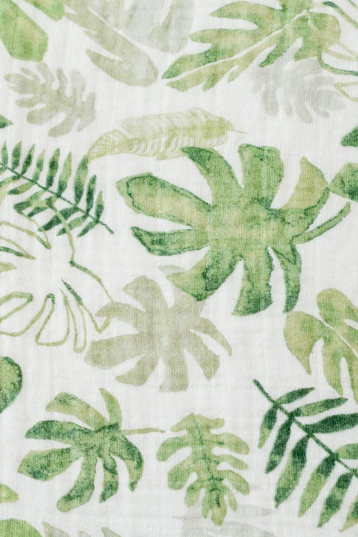 Tropical Leaf Muslin Swaddle Blanket