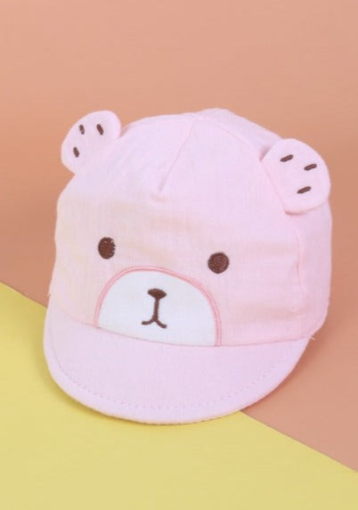 Happy Bear Soft Brim Cap (0-12 months) Pink