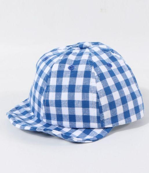 Gingham Cap Blue  6-18 Months