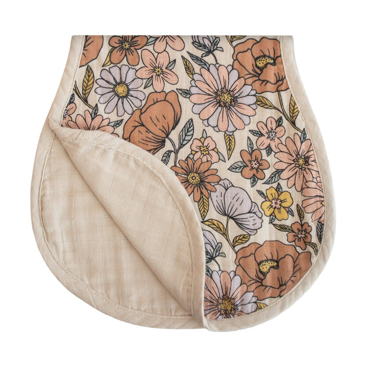 Organic Muslin Burp Cloth 2 pack - Retro Flowers/Fog