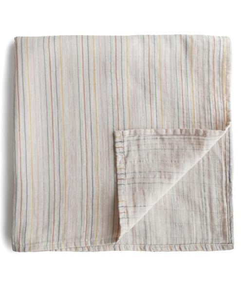 Organic Muslin Swaddle Blanket Retro Stripes