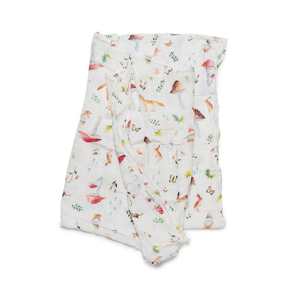 Muslin Swaddle Blanket - woodland gnome