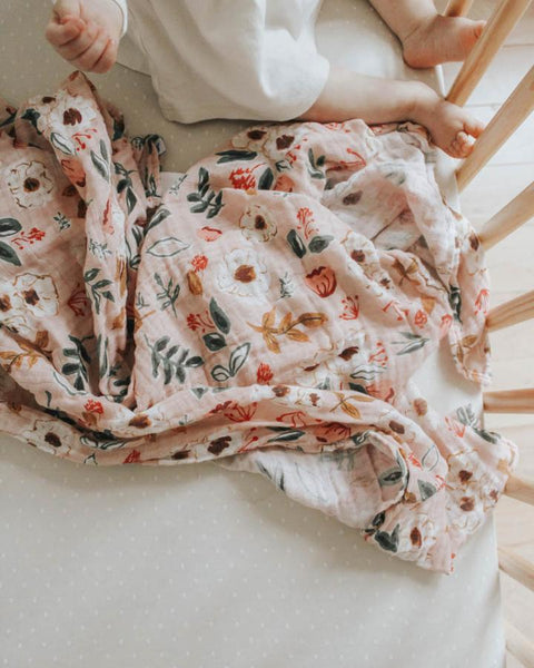 Vintage Floral Muslin Swaddle Blanket - Cubshrub