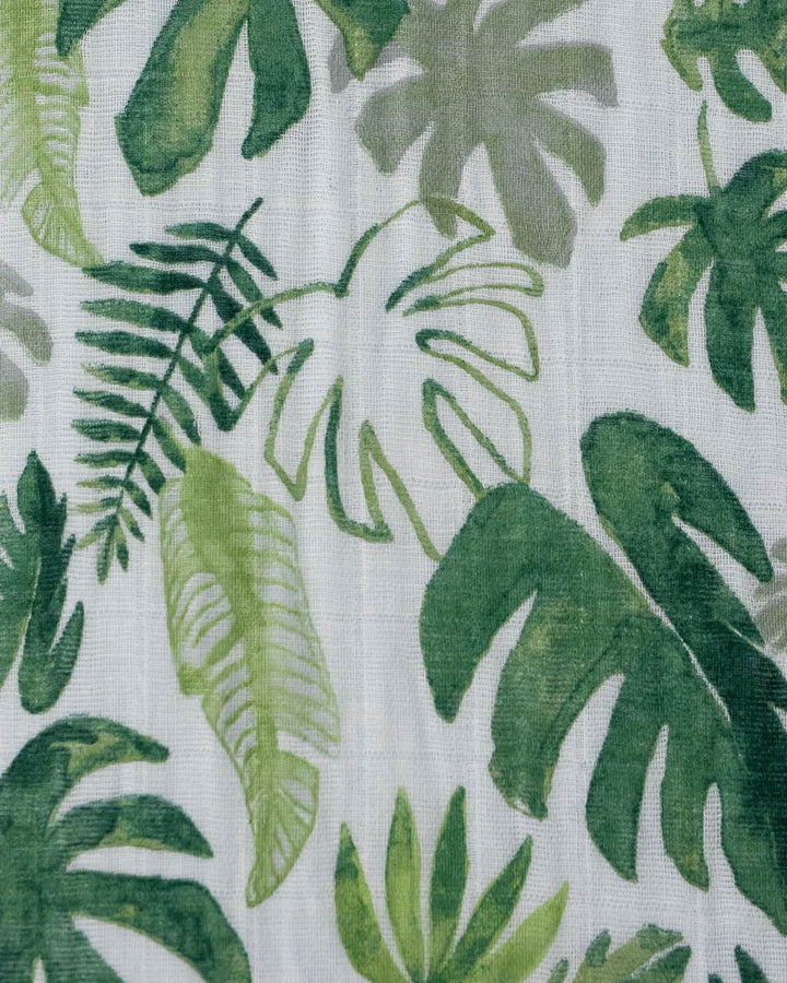 Cotton Muslin Crib Sheet - Tropical Leaf