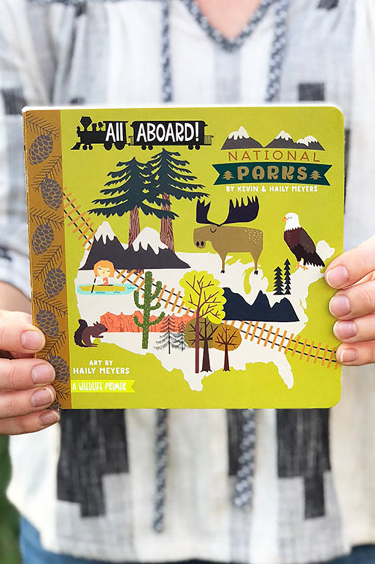 all aboard, national parks board book
