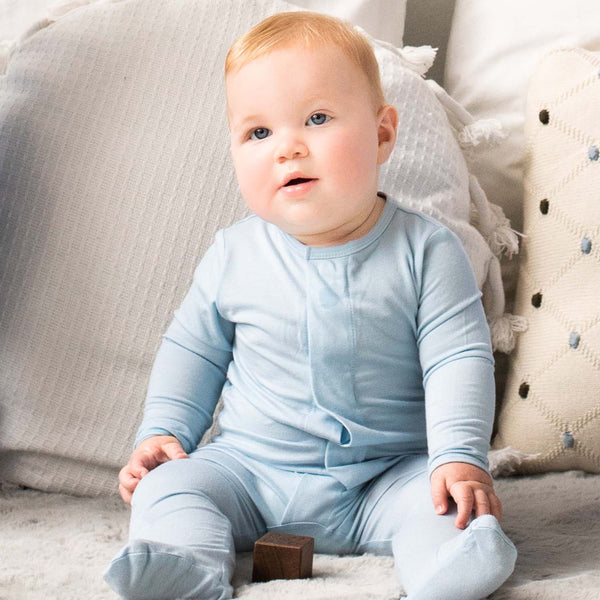 Baby Blue Modal Footed Romper