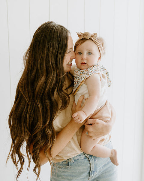 Muslin Reversible Bandana Bib - Pressed Petals