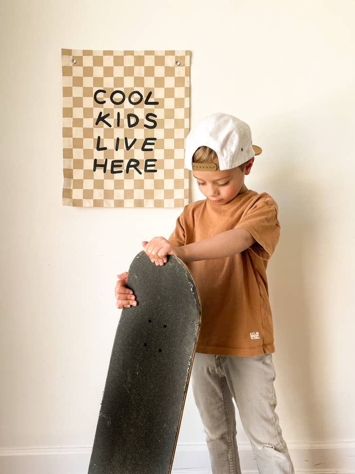 Cool Kids Banner - Checkered Taupe